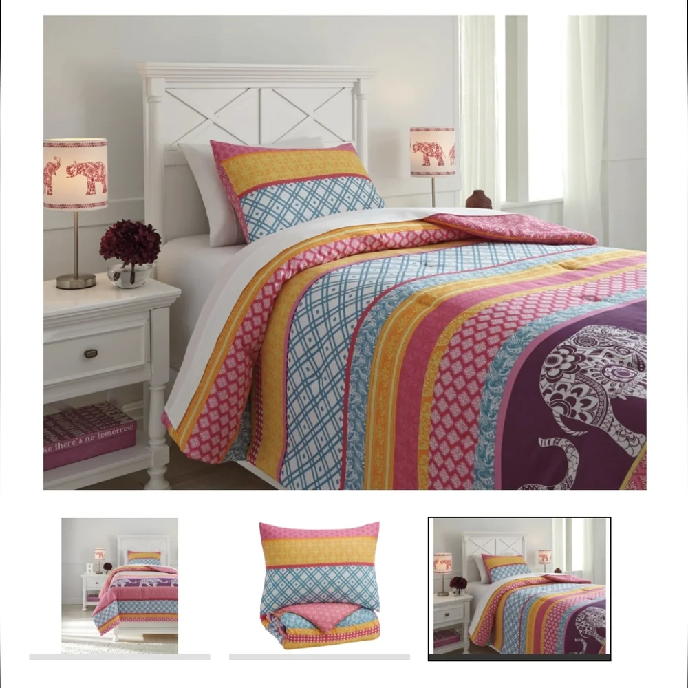 Meghana Twin comforter & standard sham with matching curtains
